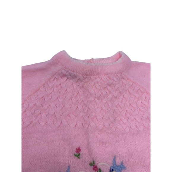 Vintage A Little Angel Sweater Baby 0-3M Pink Birds Embroidered Girls 1960s EUC - Picture 7 of 12